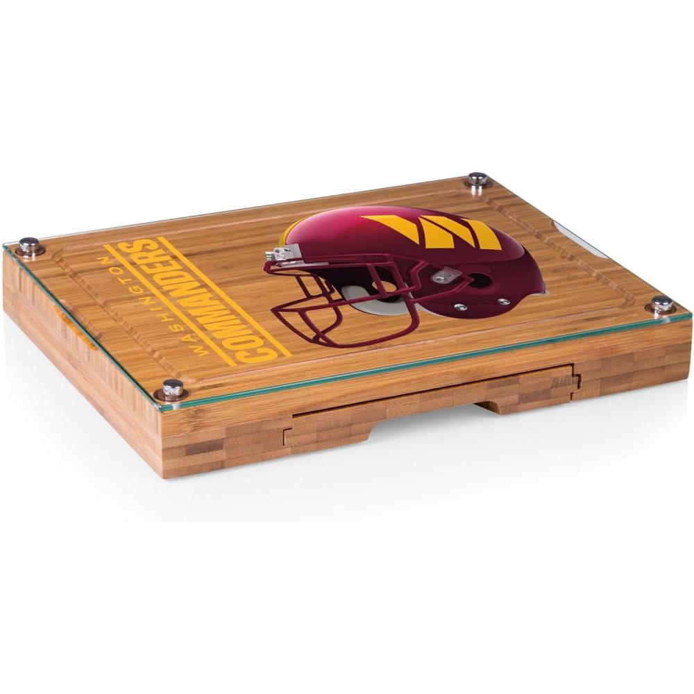 imagePICNIC TIME NFL Concerto Glass Top Cheese Board and Knife Set Charcuterie Board Set Glass Top Cutting Board BambooWashington Commanders