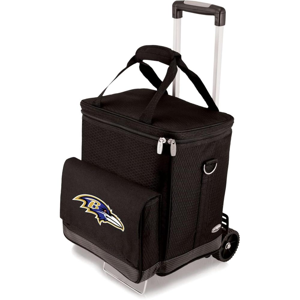 imagePICNIC TIME NFL UnisexAdult NFL Cellar 6Bottle Wine Carrier ampamp Cooler Tote with TrolleyBaltimore Ravens
