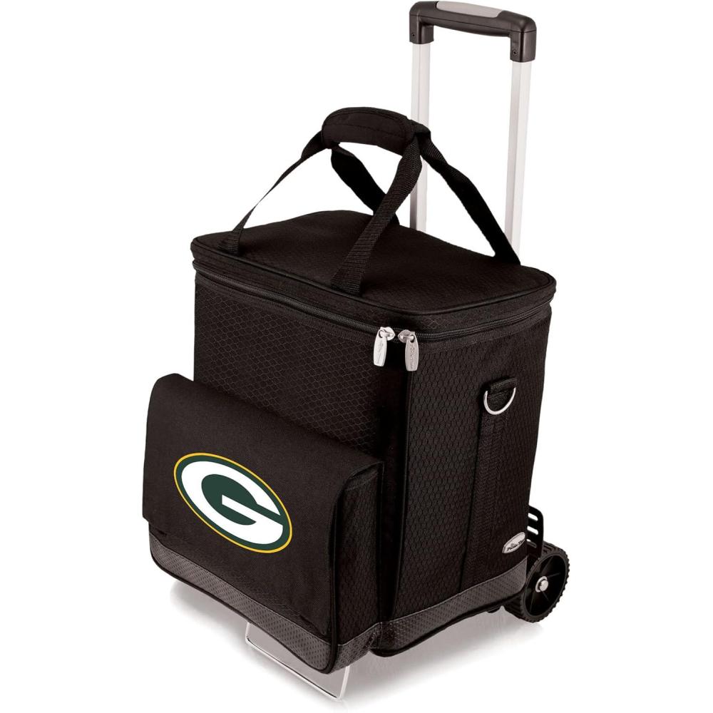 imagePICNIC TIME NFL UnisexAdult NFL Cellar 6Bottle Wine Carrier ampamp Cooler Tote with TrolleyGreen Bay Packers