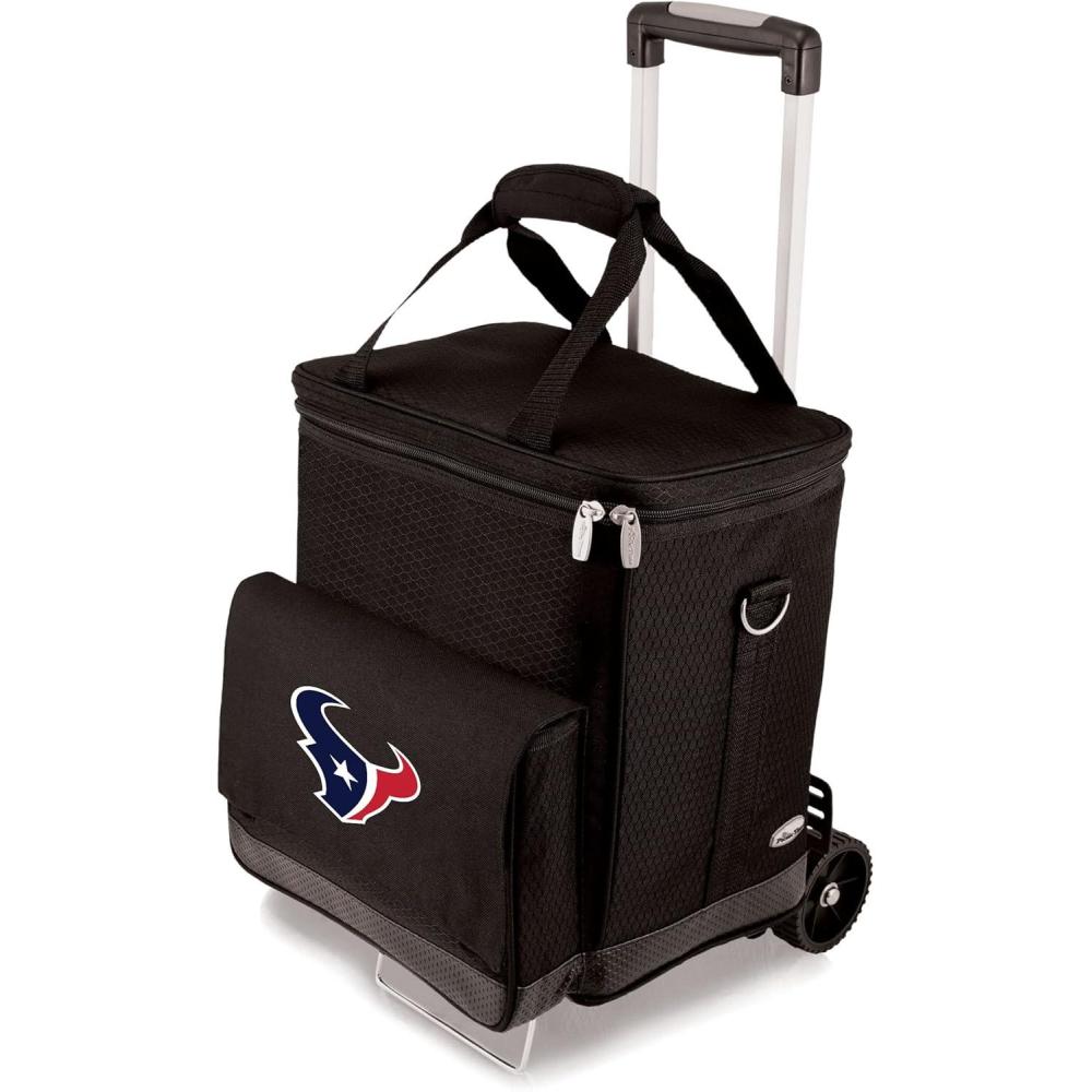 imagePICNIC TIME NFL UnisexAdult NFL Cellar 6Bottle Wine Carrier ampamp Cooler Tote with TrolleyHouston Texans