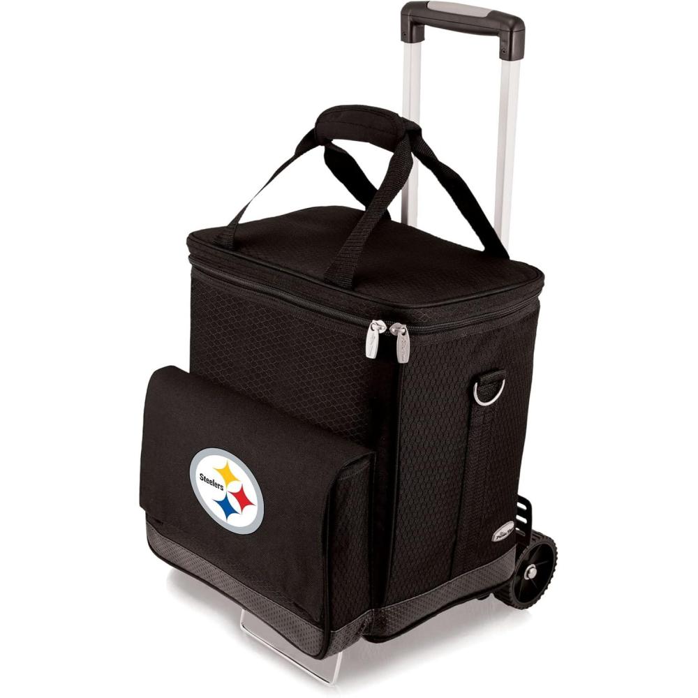 imagePICNIC TIME NFL UnisexAdult NFL Cellar 6Bottle Wine Carrier ampamp Cooler Tote with TrolleyPittsburgh Steelers