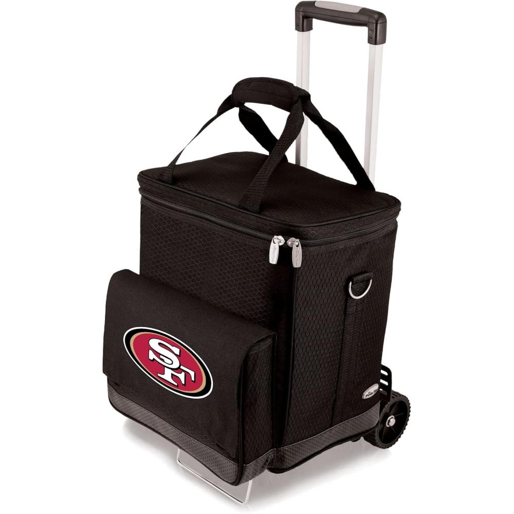 imagePICNIC TIME NFL UnisexAdult NFL Cellar 6Bottle Wine Carrier ampamp Cooler Tote with TrolleySan Francisco 49ers