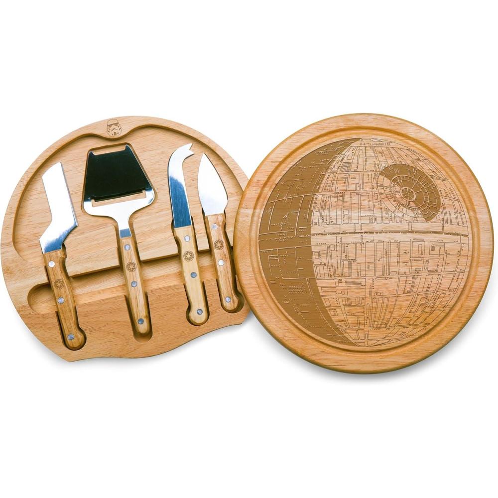 imagePICNIC TIME Star Wars Death Star Circo Cheese Board and Knife Set Charcuterie Board Set Wood Cutting Board ParawoodStar Wars Death Star Parawood