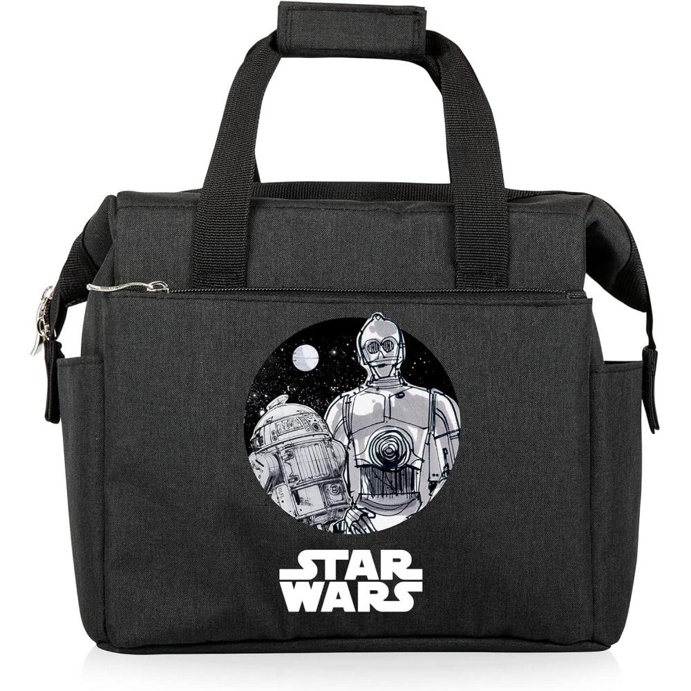 imagePICNIC TIME Star Wars Mandalorian Grogu On The Go Lunch Bag Soft Cooler Lunch Box Insulated Lunch Bag Heathered Gray 10 x 6 x 105Star Wars Droids  Black