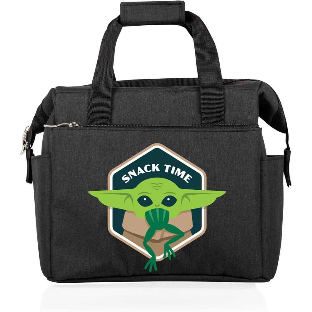 imagePICNIC TIME Star Wars Mandalorian Grogu On The Go Lunch Bag Soft Cooler Lunch Box Insulated Lunch Bag Heathered Gray 10 x 6 x 105Star Wars Mandalorian Grogu Snack Time Black