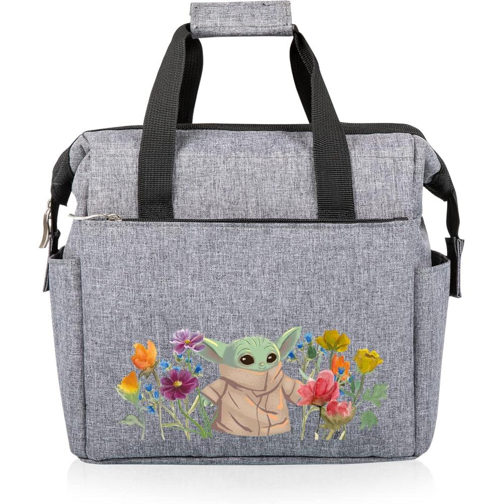 imagePICNIC TIME Star Wars Mandalorian Grogu On The Go Lunch Bag Soft Cooler Lunch Box Insulated Lunch Bag Heathered Gray 10 x 6 x 105Star Wars Mandalorian Grogu Flowers Heathered Gray
