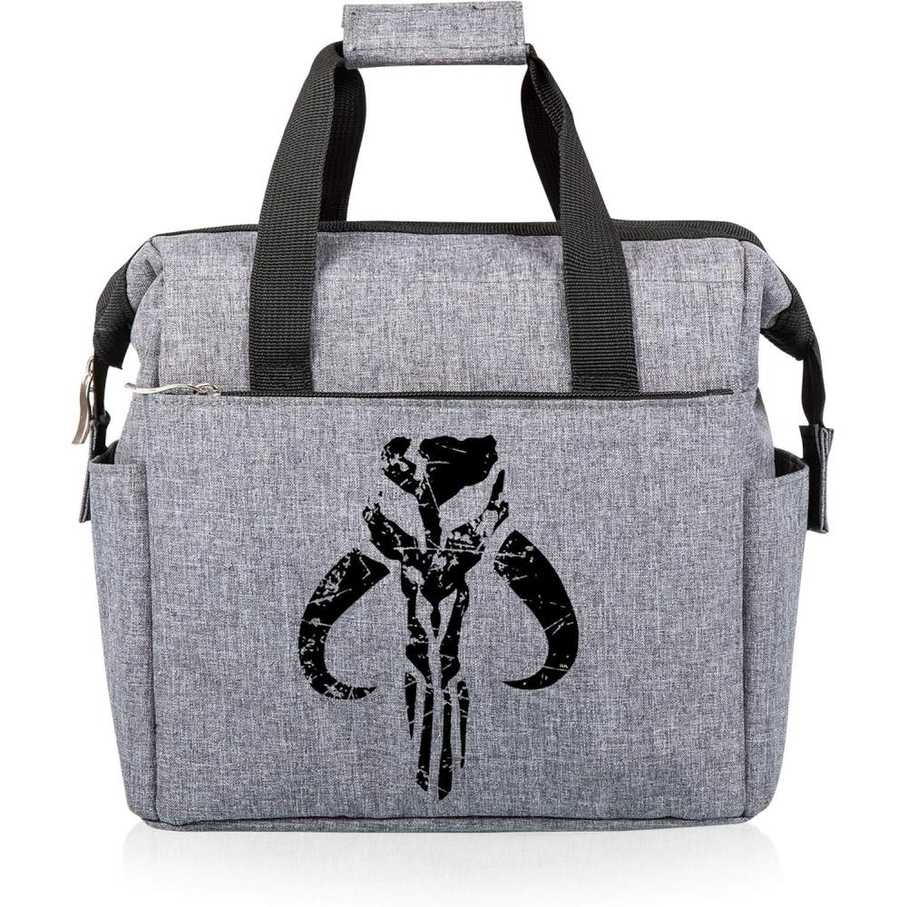 imagePICNIC TIME Star Wars Mandalorian Grogu On The Go Lunch Bag Soft Cooler Lunch Box Insulated Lunch Bag Heathered Gray 10 x 6 x 105Star Wars Mandalorian Mythosaur Skull Heathered Gray