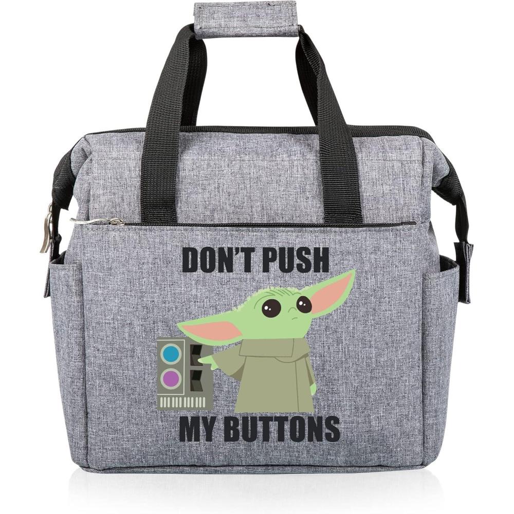 imagePICNIC TIME Star Wars Mandalorian Grogu On The Go Lunch Bag Soft Cooler Lunch Box Insulated Lunch Bag Heathered Gray 10 x 6 x 105Star Wars Mandalorian Grogu Buttons  Heathered Gray
