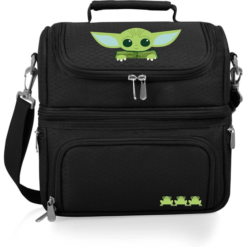 imagePICNIC TIME Star Wars Mandalorian Grogu Pranzo Lunch Bag Insulated Lunch Box with Utensil Set Lunch Cooler Bag BlackStar Wars Mandalorian Grogu Black