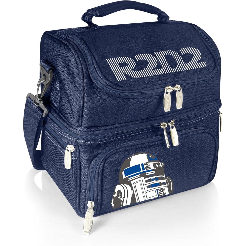 imagePICNIC TIME Star Wars Mandalorian Grogu Pranzo Lunch Bag Insulated Lunch Box with Utensil Set Lunch Cooler Bag BlackStar Wars R2D2 Navy Blue