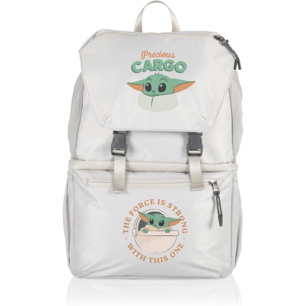imagePICNIC TIME Star Wars Tarana Backpack Cooler made with Recycled Material Soft Cooler Backpack Upcycled Cooler Bag Halo GrayStar Wars Mandalorian Grogu Halo Gray