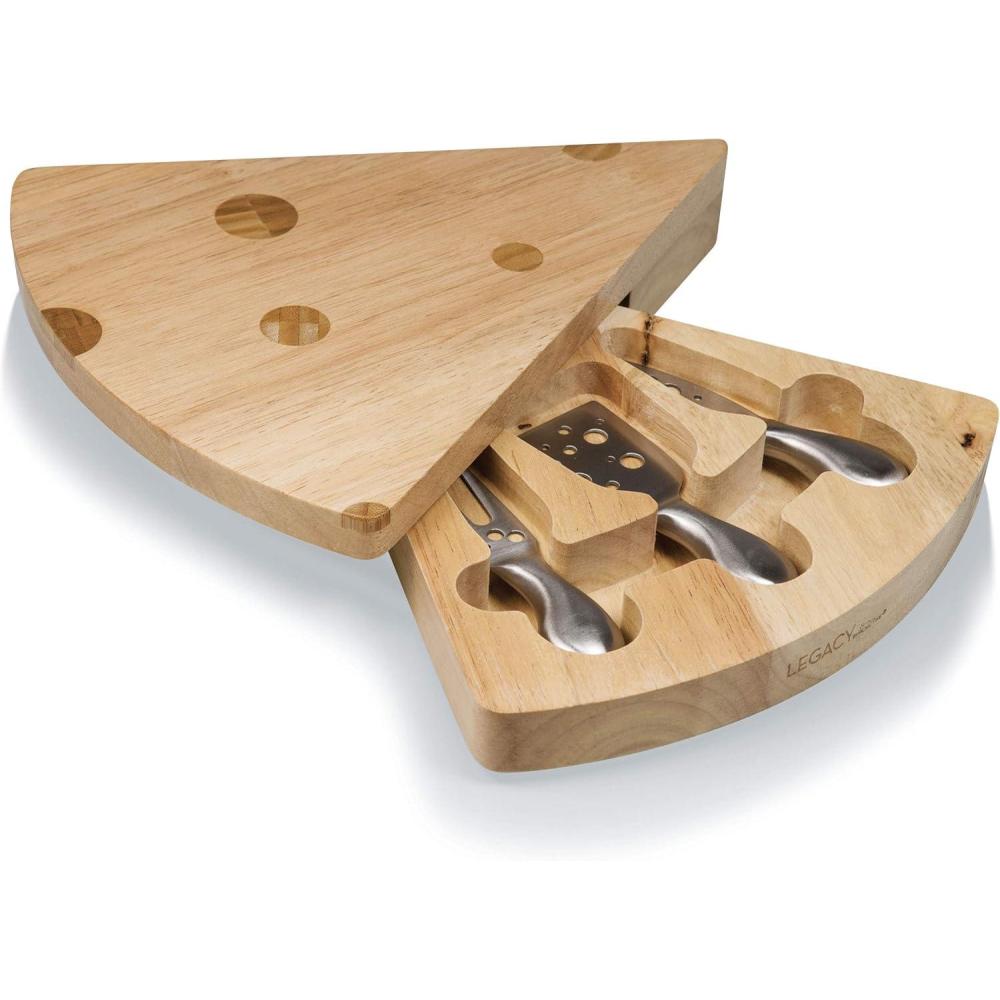 imagePICNIC TIME Swiss Cheese Board ampamp Knife Set Novelty Charcuterie Board Set with Cheese Knifes Cheese Boards Charcuterie Boards Serving Platter Parawood