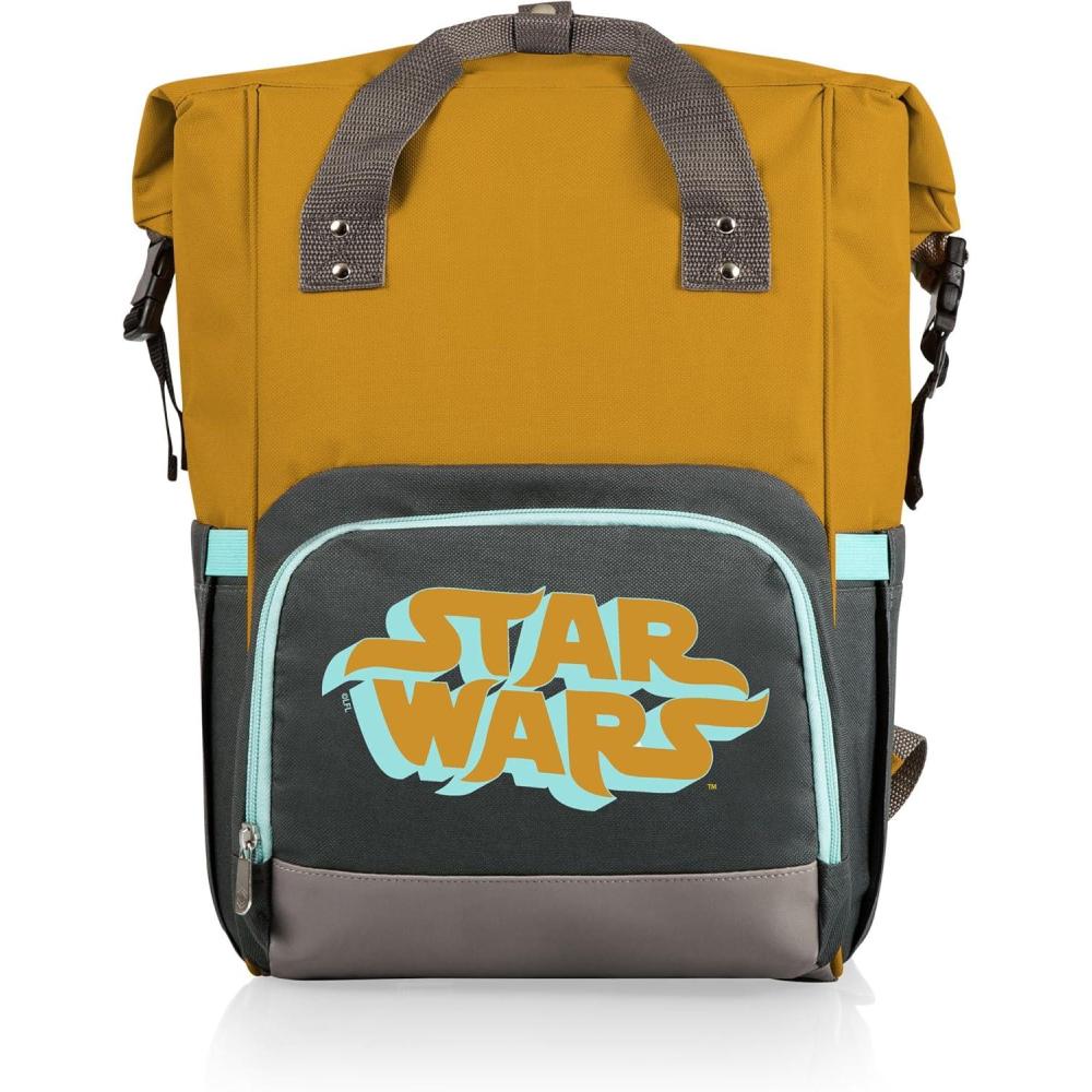 imagePicnic TIME Star Wars Celebration OTG RollTop Cooler Backpack Hiking Backpack Cooler Soft Cooler Bag Heathered GrayStar Wars Mustard Yellow Gray Blue