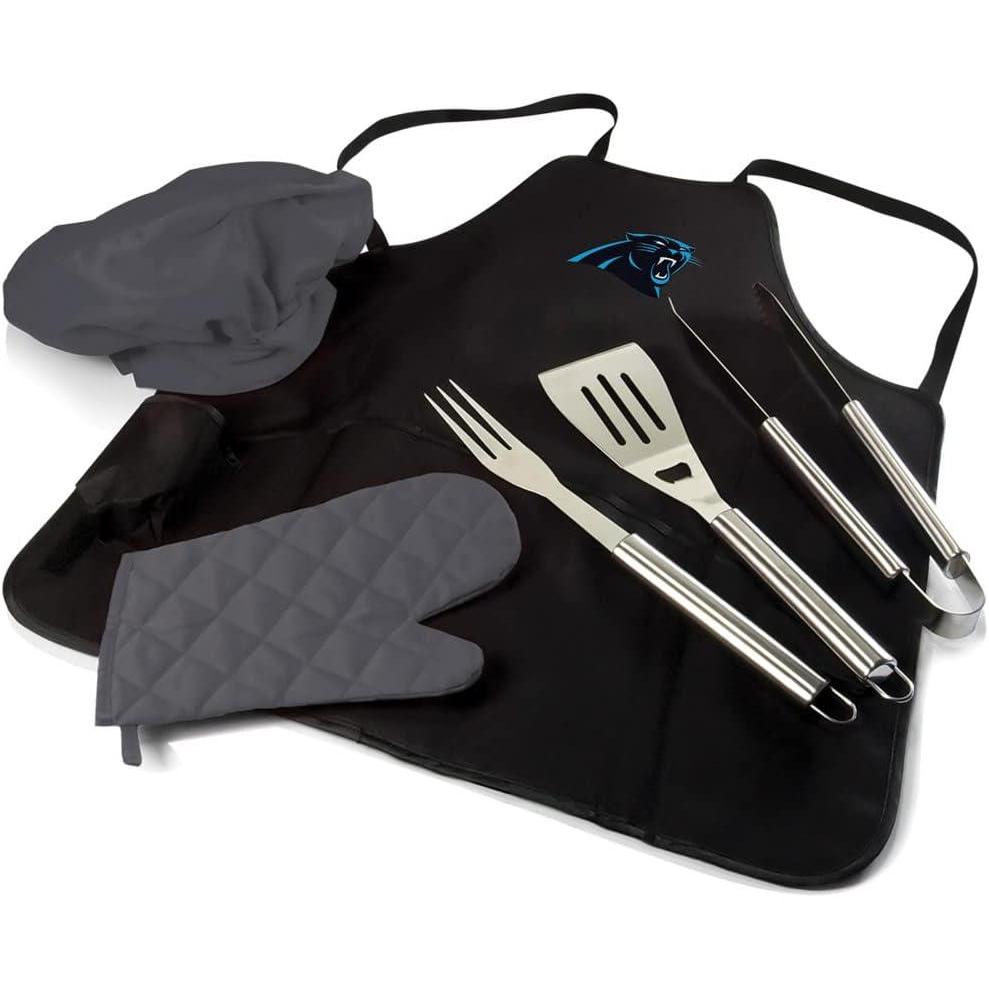 imagePicnic TIME BBQ Apron Tote Pro Grill Set Black with Gray AccentsCarolina Panthers
