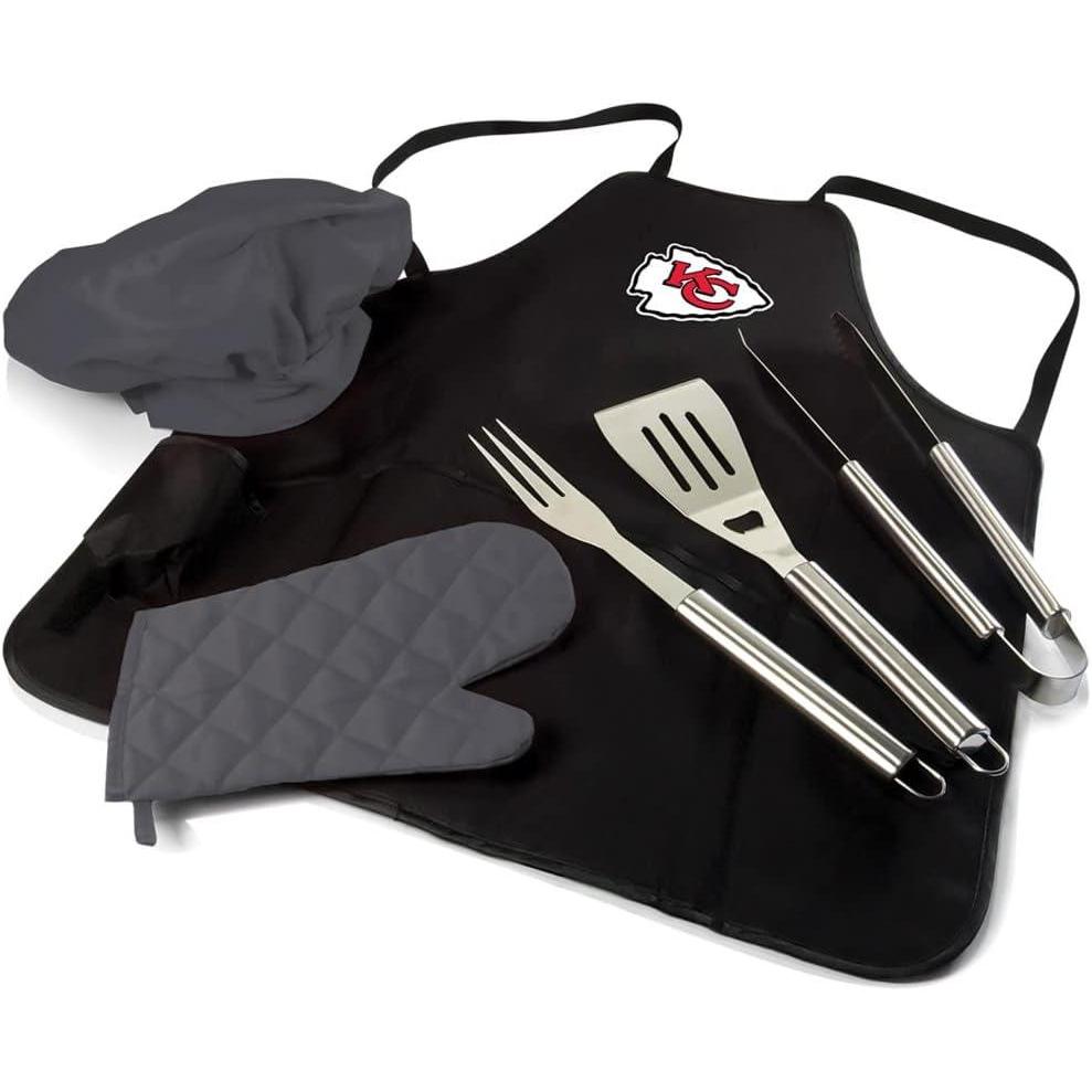 imagePicnic TIME BBQ Apron Tote Pro Grill Set Black with Gray AccentsKansas City Chiefs