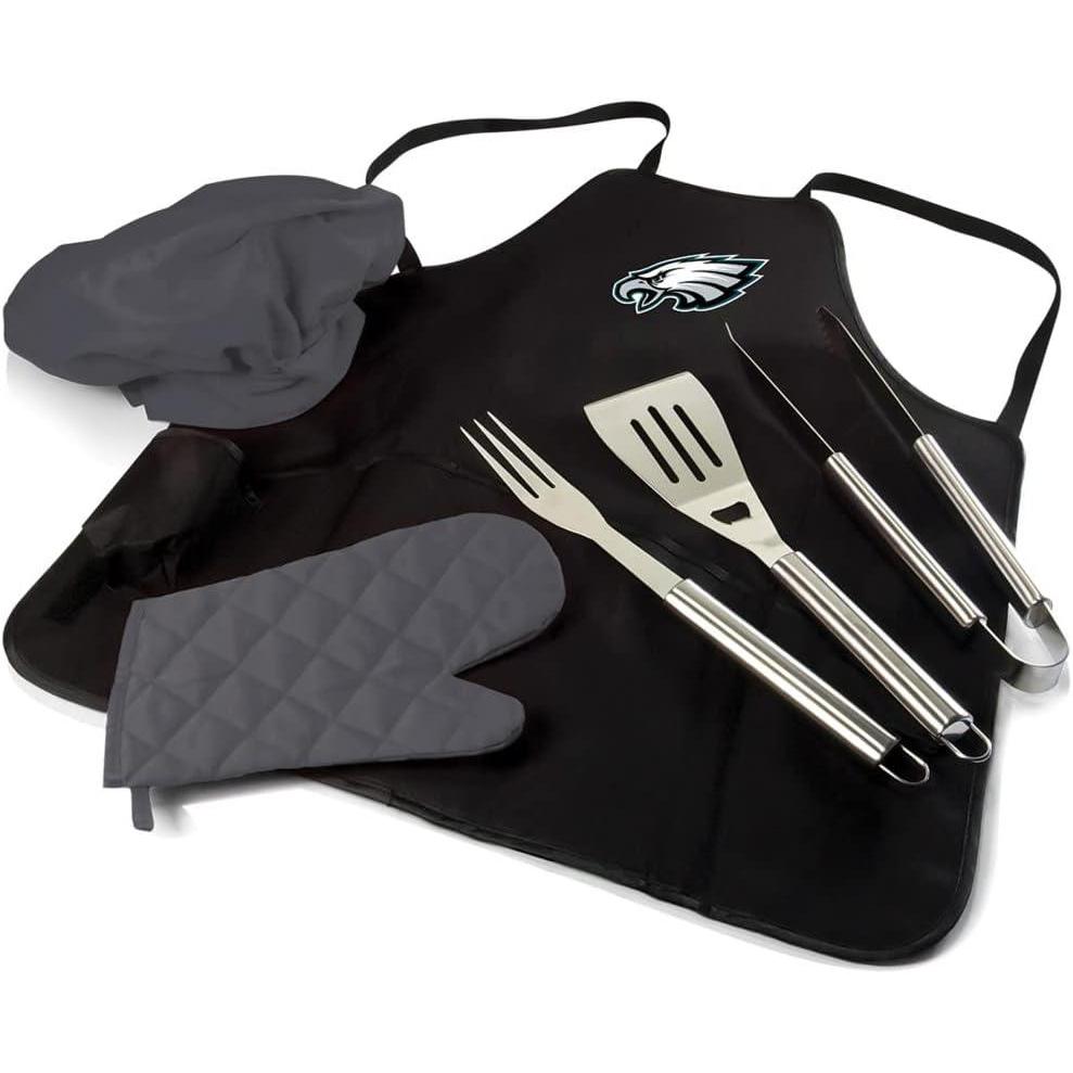 imagePicnic TIME BBQ Apron Tote Pro Grill Set Black with Gray AccentsPhiladelphia Eagles