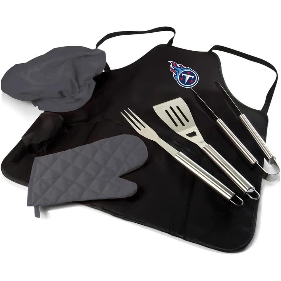 imagePicnic TIME BBQ Apron Tote Pro Grill Set Black with Gray AccentsTennessee Titans