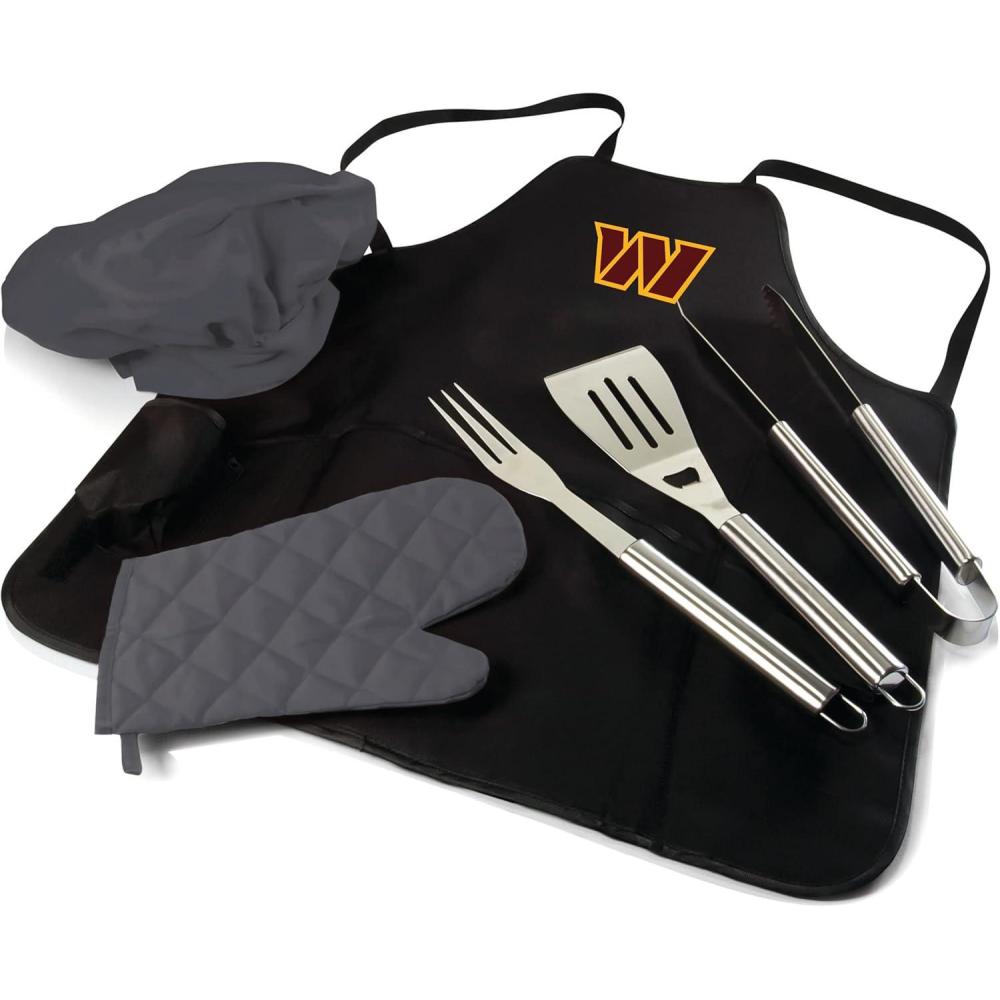 imagePicnic TIME BBQ Apron Tote Pro Grill Set Black with Gray AccentsWashington Commanders