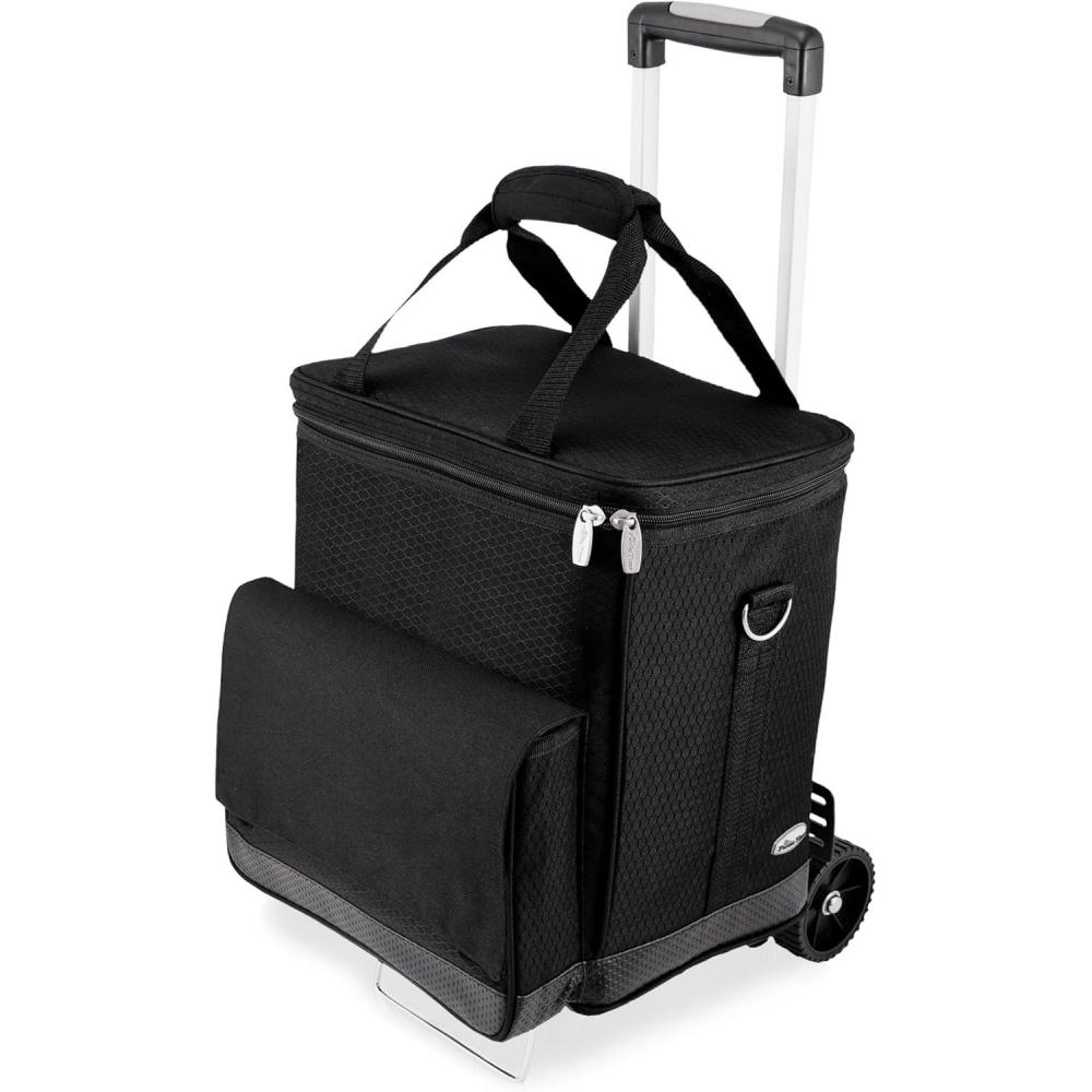 imagePicnic TIME Cellar 6Bottle Wine Carrier ampamp Cooler Tote Insulated Padded Wine Cooler Bag for Travel Portable WaterResistant Wine Bag Black with Gray AccentsCellar 6bottle Wine Carrier With Trolley