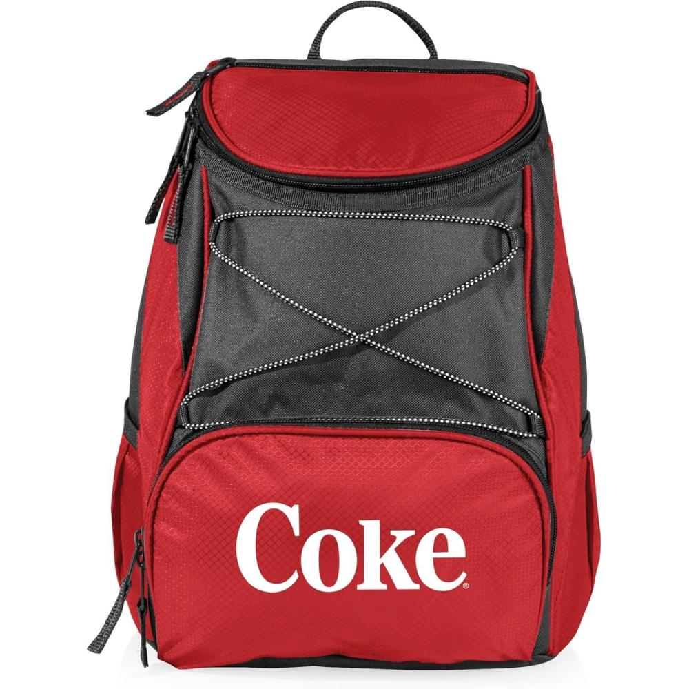 imagePicnic TIME CocaCola Emoji PTX Backpack Cooler Soft Cooler Backpack Insulated Lunch Bag Red with Gray AccentsCocaCola Coke  Red with Gray Accents