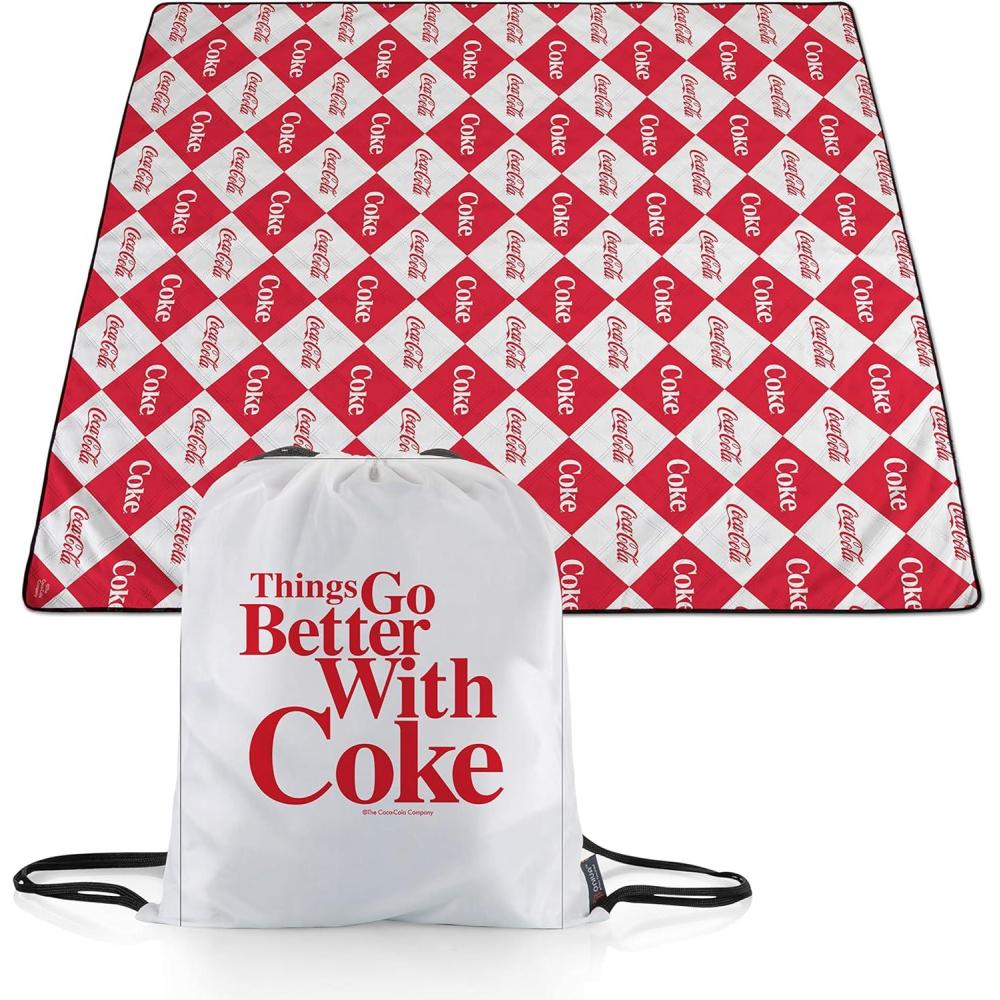 imagePicnic TIME CocaCola Impresa Picnic Blanket Lightweight Beach Blanket Machine Washable Red and BlackCocacola Checkers Red and White