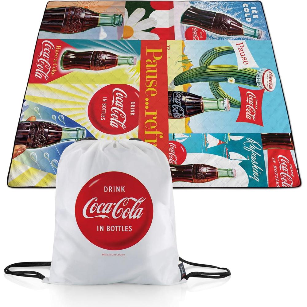 imagePicnic TIME CocaCola Impresa Picnic Blanket Lightweight Beach Blanket Machine Washable Red and BlackCocacola Pause Refresh Red and Blue