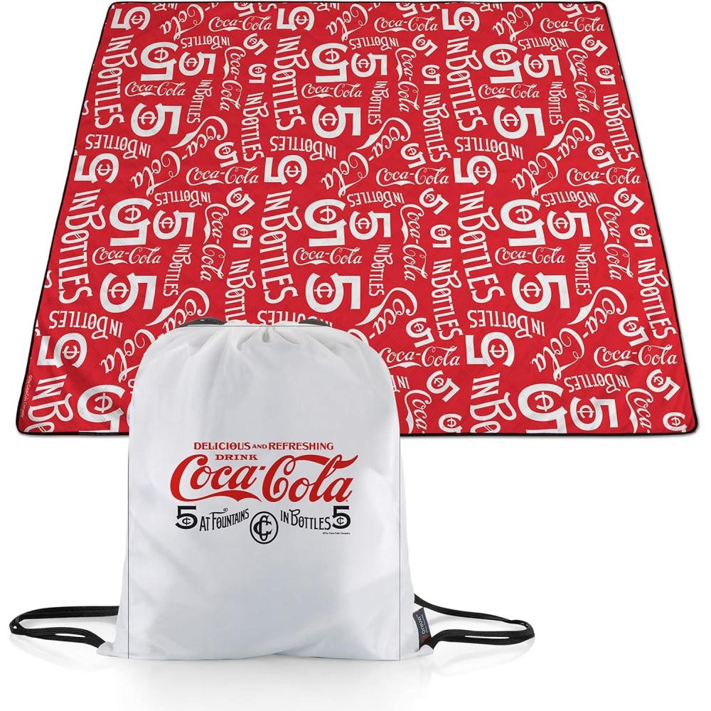 imagePicnic TIME CocaCola Impresa Picnic Blanket Lightweight Beach Blanket Machine Washable Red and BlueCocacola 5 Cent in Bottle Red