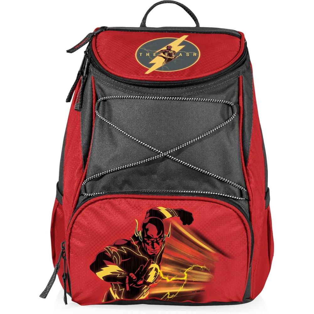 imagePicnic TIME DC The Flash PTX Backpack Cooler Soft Cooler Backpack Insulated Lunch Bag Red with Gray AccentsDC the Flash Red With Gray Accents