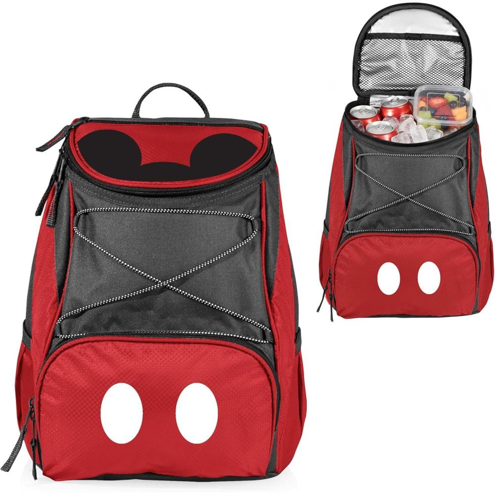 imagePicnic TIME Disney Mickey Mouse Backpack Cooler Insulated Leakproof Soft Cooler Backpack Waterproof Lunch Bag Portable Hiking Backpack Ice Chest for Picnic Beach Camping ampamp Travel Black RedDisney Mickey Mouse Red With Gray Accents