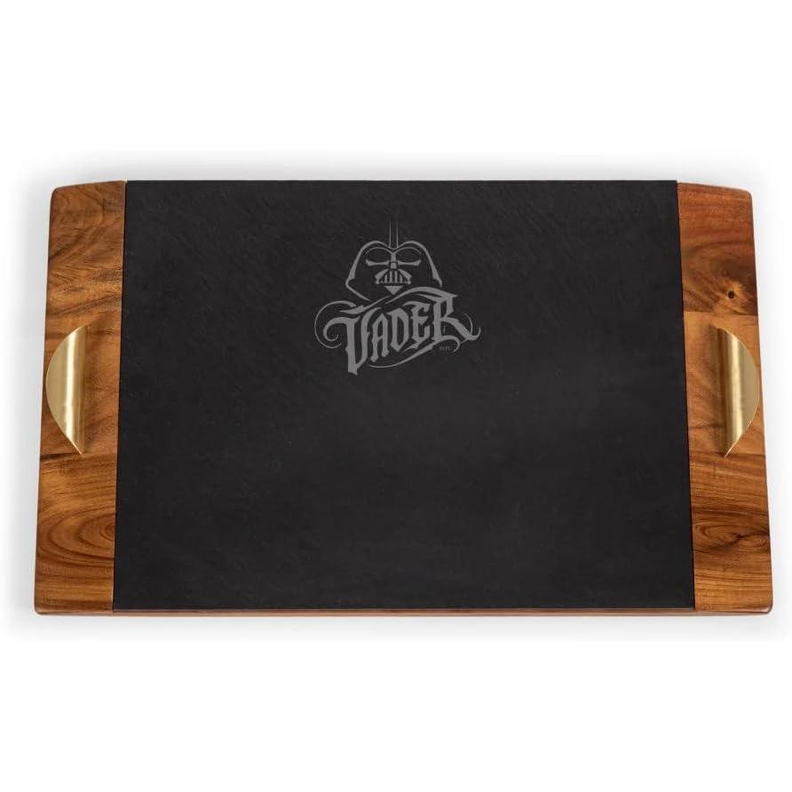 imagePicnic TIME Disney Mickey Mouse Covina Acacia and Slate Serving Tray Charcuterie Board Set Cheese Board Acacia Wood ampamp Slate Black with Gold AccentsStar Wars Darth Vader Acacia Wood Slate Black