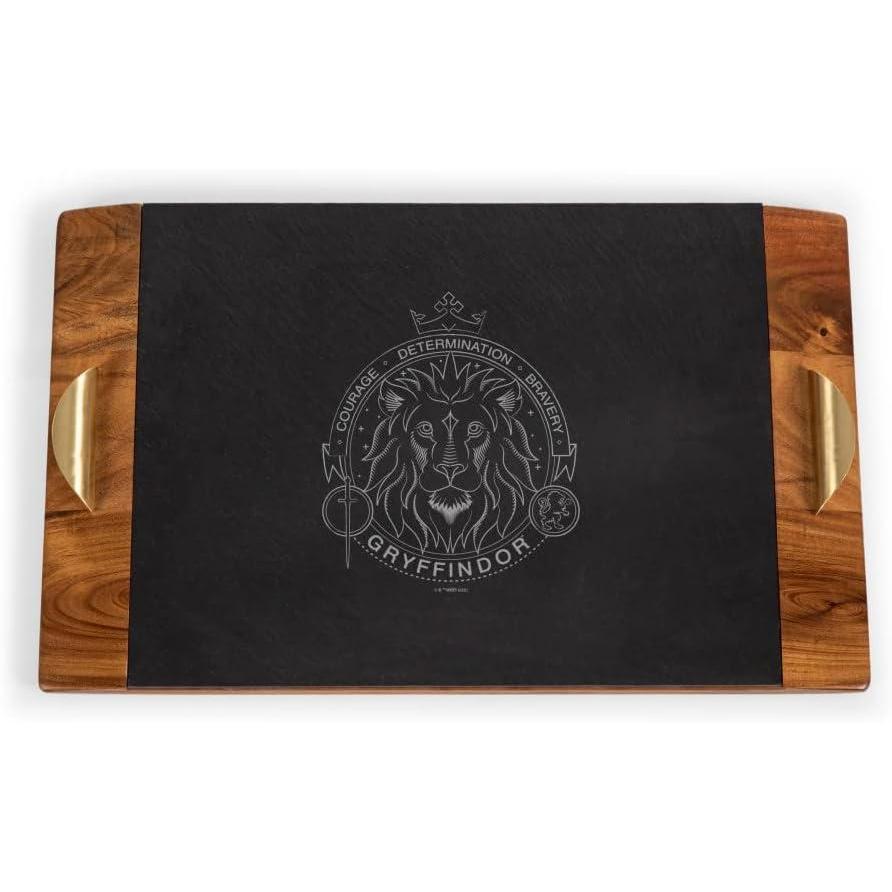 imagePicnic TIME Disney Mickey Mouse Covina Acacia and Slate Serving Tray Charcuterie Board Set Cheese Board Acacia Wood ampamp Slate Black with Gold AccentsHarry Potter Gryffindor Acacia Wood Slate Black