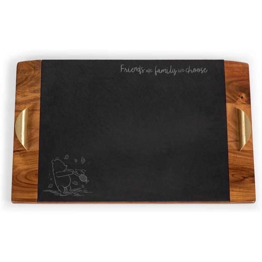 imagePicnic TIME Disney Mickey Mouse Covina Acacia and Slate Serving Tray Charcuterie Board Set Cheese Board Acacia Wood ampamp Slate Black with Gold AccentsDisney the Winnie the Pooh Acacia Wood Slate Black
