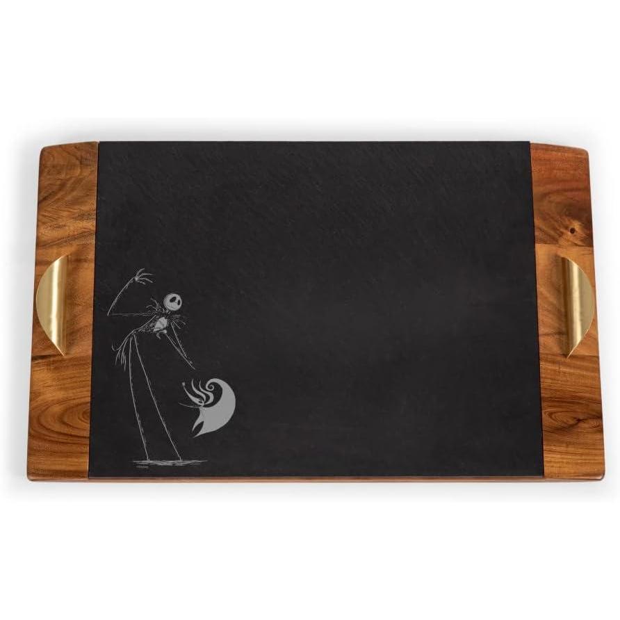 imagePicnic TIME Disney Mickey Mouse Covina Acacia and Slate Serving Tray Charcuterie Board Set Cheese Board Acacia Wood ampamp Slate Black with Gold AccentsNightmare Before Christmas Acacia Wood Slate Black