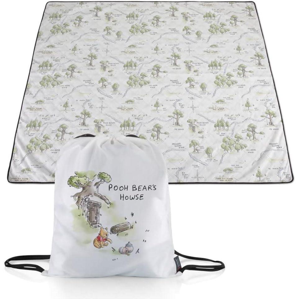 imagePicnic TIME Disney Mickey Mouse Impresa Picnic Blanket Lightweight Beach Blanket Machine Washable Mickey Face with Red BackgroundDisney Winnie the Pooh White With Green Accents
