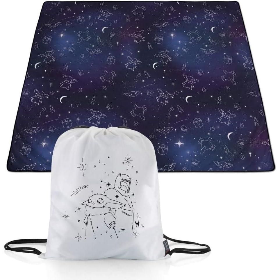 imagePicnic TIME Disney Mickey Mouse Impresa Picnic Blanket Lightweight Beach Blanket Machine Washable Mickey Face with Red BackgroundStar Wars the Mandalorian Grogu Black