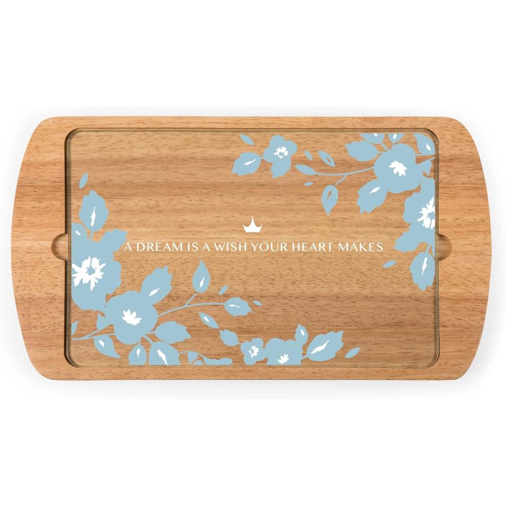 imagePicnic TIME Disney Princess Frozen 2 Billboard Glass Top Cheese Board Serving Platter Cheese Boards Charcuterie Boards ParawoodCinderella Parawood