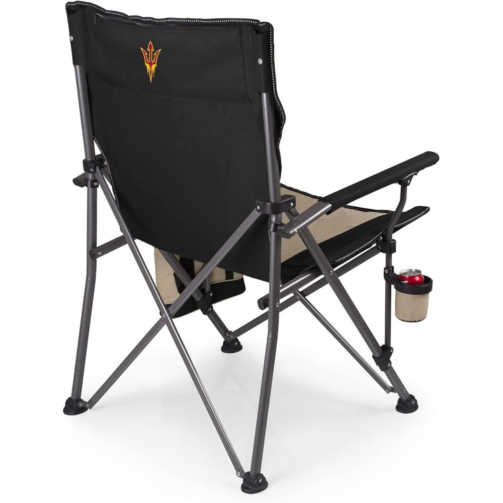 imagePicnic TIME NCAA Big Bear XXL Camp Chair with Cooler Heavy Duty Beach Chair 500 lb Capacity Camping Chair with Carry Bag BlackArizona State Sun Devils