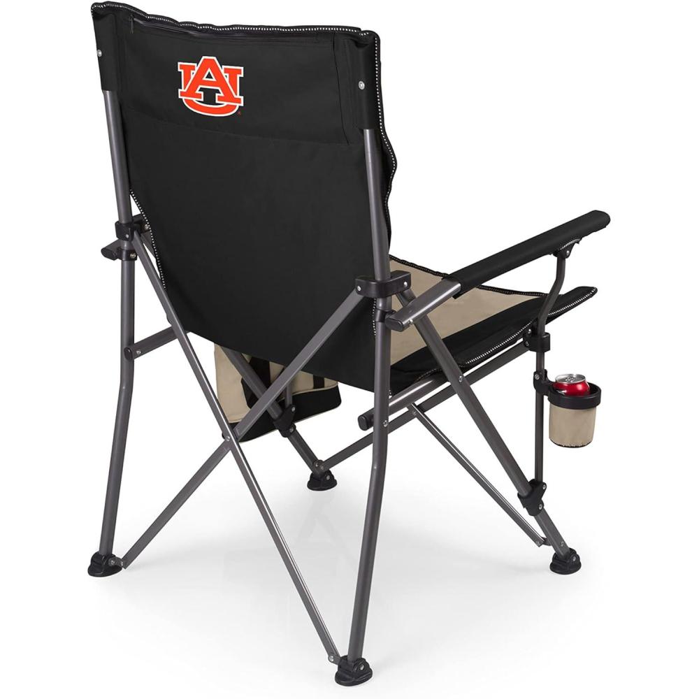 imagePicnic TIME NCAA Big Bear XXL Camp Chair with Cooler Heavy Duty Beach Chair 500 lb Capacity Camping Chair with Carry Bag BlackAuburn Tigers