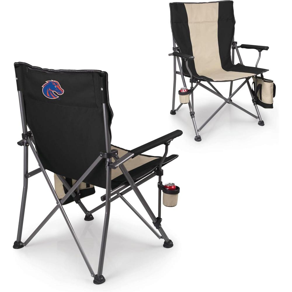 imagePicnic TIME NCAA Big Bear XXL Camp Chair with Cooler Heavy Duty Beach Chair 500 lb Capacity Camping Chair with Carry Bag BlackBoise State Broncos