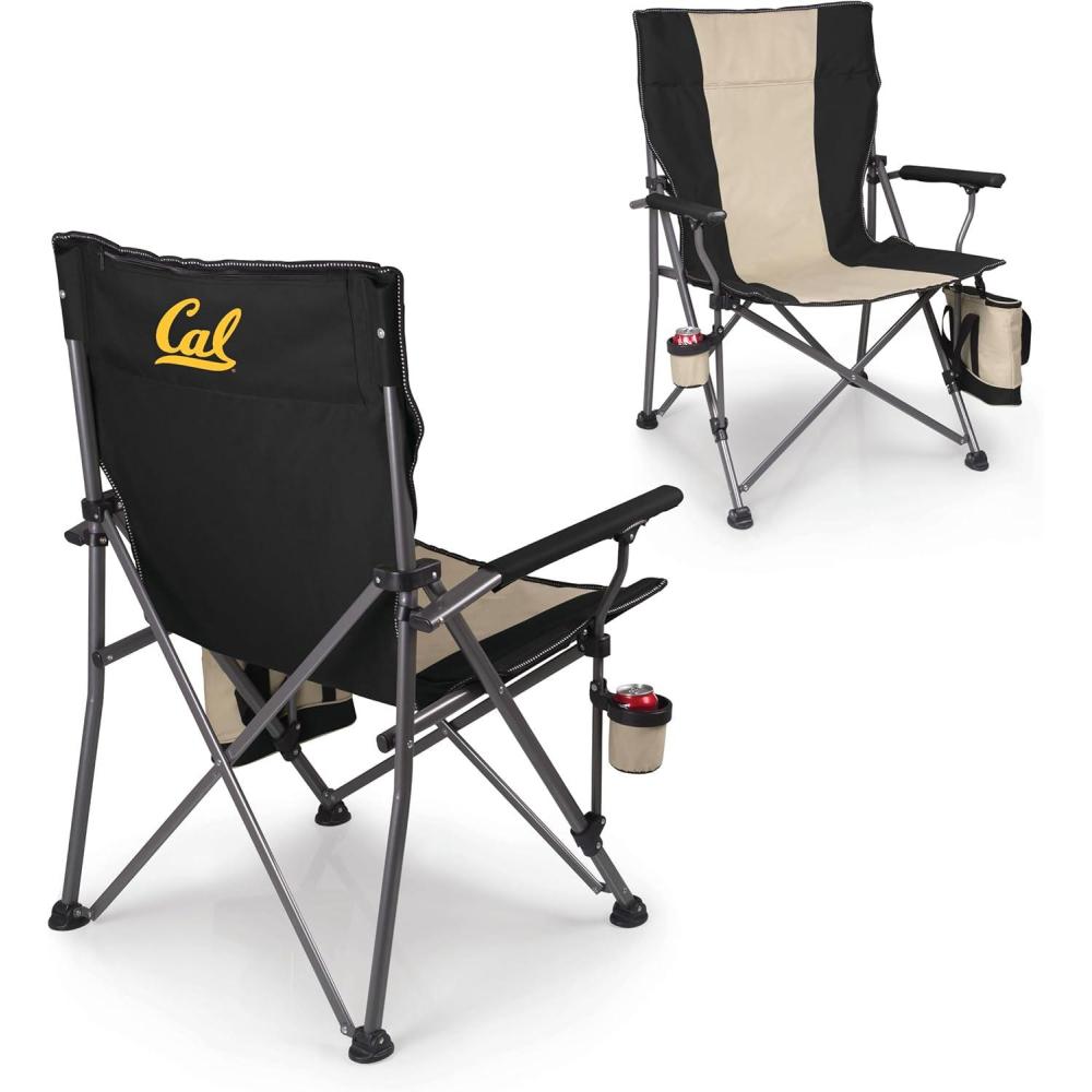 imagePicnic TIME NCAA Big Bear XXL Camp Chair with Cooler Heavy Duty Beach Chair 500 lb Capacity Camping Chair with Carry Bag BlackCal Bears