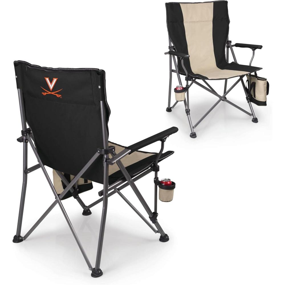 imagePicnic TIME NCAA Big Bear XXL Camp Chair with Cooler Heavy Duty Beach Chair 500 lb Capacity Camping Chair with Carry Bag BlackVirginia Cavaliers