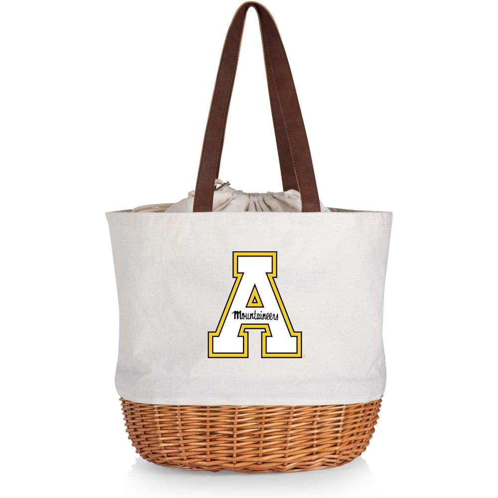imagePicnic TIME NCAA Coronado Canvas and Willow Basket Tote Picnic Tote Bag Beach Tote Beige CanvasAppalachian State Mountaineers
