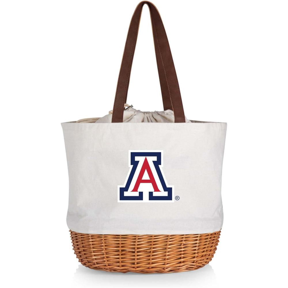 imagePicnic TIME NCAA Coronado Canvas and Willow Basket Tote Picnic Tote Bag Beach Tote Beige CanvasArizona Wildcats