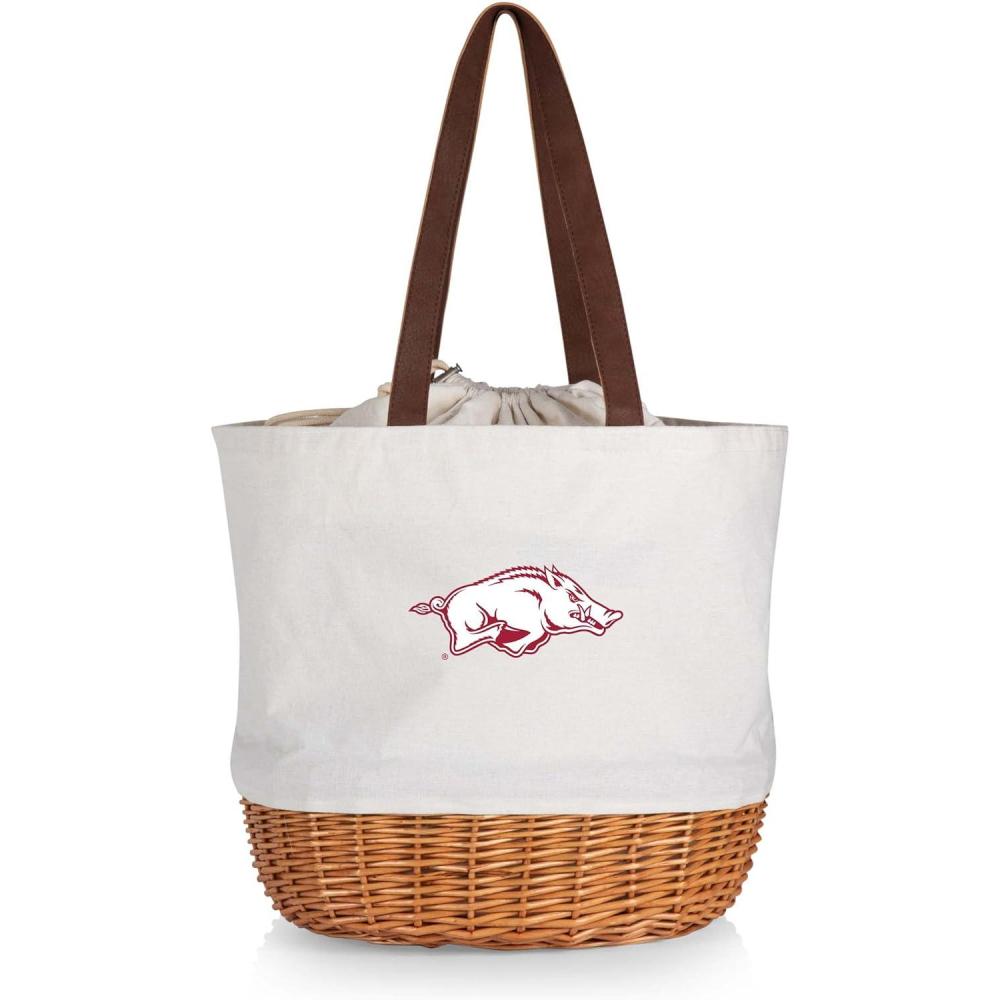 imagePicnic TIME NCAA Coronado Canvas and Willow Basket Tote Picnic Tote Bag Beach Tote Beige CanvasArkansas Razorbacks