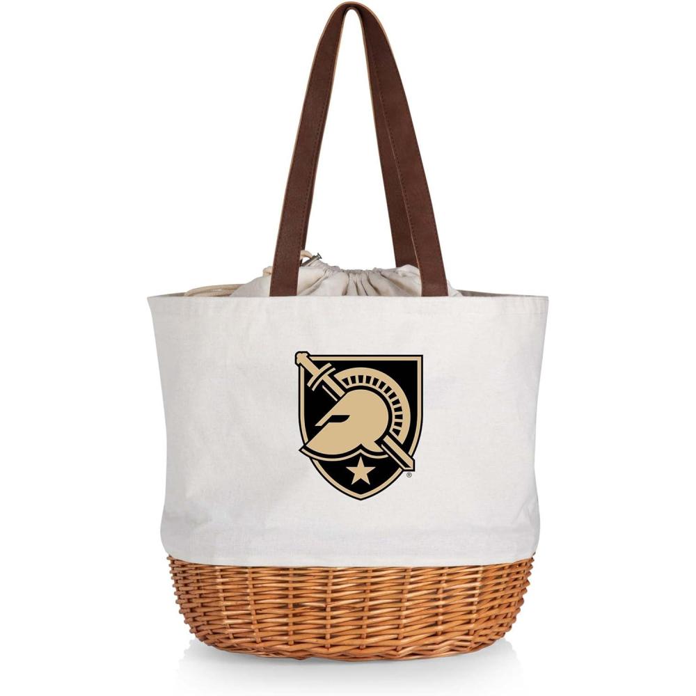 imagePicnic TIME NCAA Coronado Canvas and Willow Basket Tote Picnic Tote Bag Beach Tote Beige CanvasArmy Black Knights