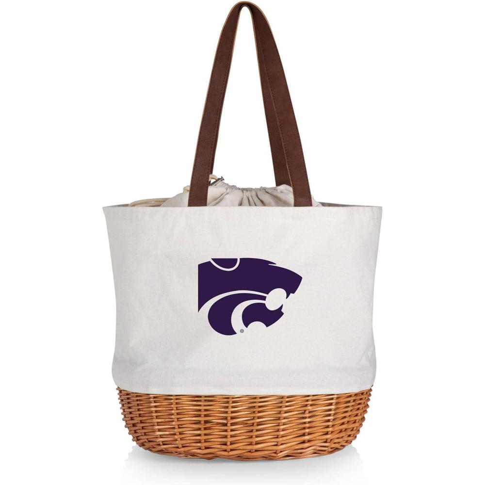 imagePicnic TIME NCAA Coronado Canvas and Willow Basket Tote Picnic Tote Bag Beach Tote Beige CanvasKansas State Wildcats