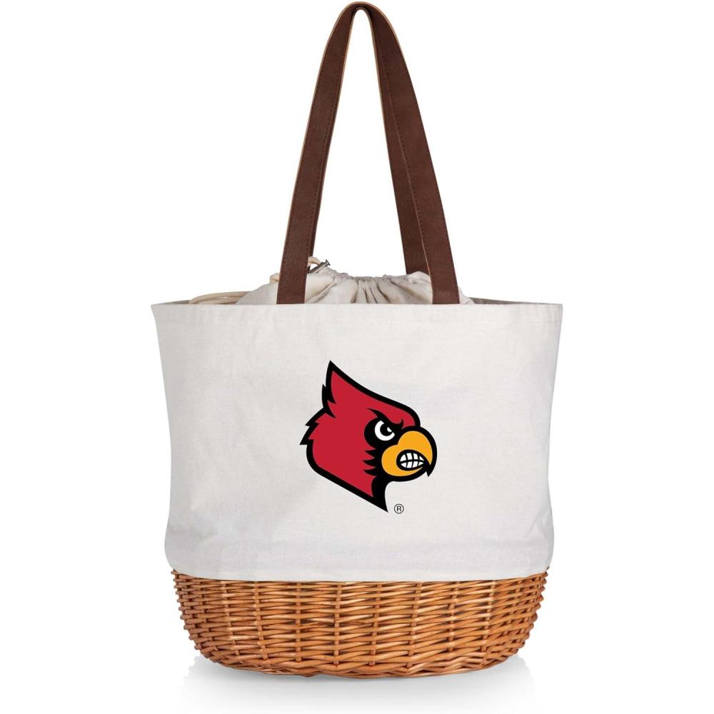 imagePicnic TIME NCAA Coronado Canvas and Willow Basket Tote Picnic Tote Bag Beach Tote Beige CanvasLouisville Cardinals