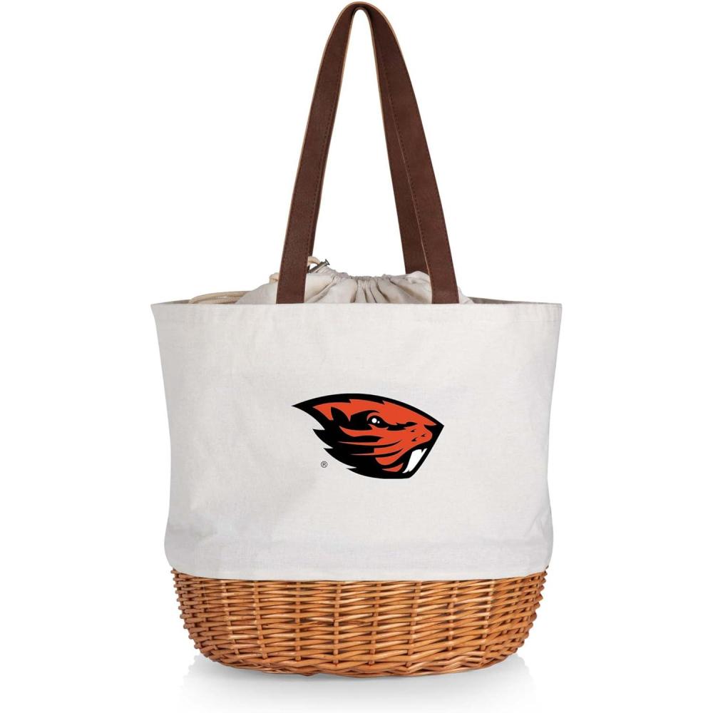 imagePicnic TIME NCAA Coronado Canvas and Willow Basket Tote Picnic Tote Bag Beach Tote Beige CanvasOregon State Beavers