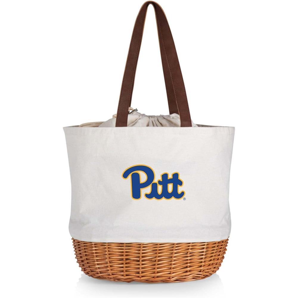 imagePicnic TIME NCAA Coronado Canvas and Willow Basket Tote Picnic Tote Bag Beach Tote Beige CanvasPittsburgh Panthers