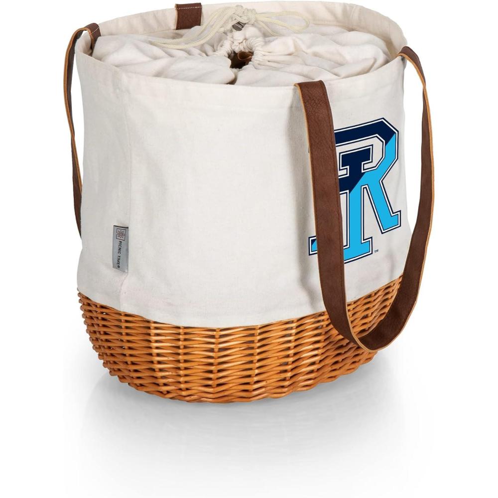 imagePicnic TIME NCAA Coronado Canvas and Willow Basket Tote Picnic Tote Bag Beach Tote Beige CanvasRhode Island Rams
